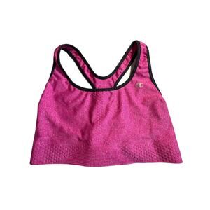Champion pink racer back sports bra solid unpadded wireless stretchy Size M